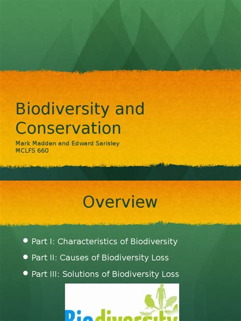Biodiversity Ppt Biodiversity Conservation Biology