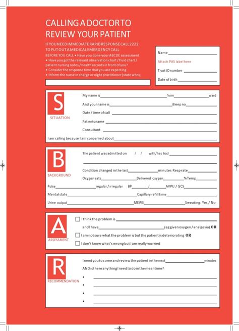 40 Blank Sbar Templates Word Pdf Templatelab