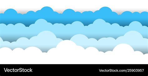 Blue Sky White Clouds Border White Background Vector Image
