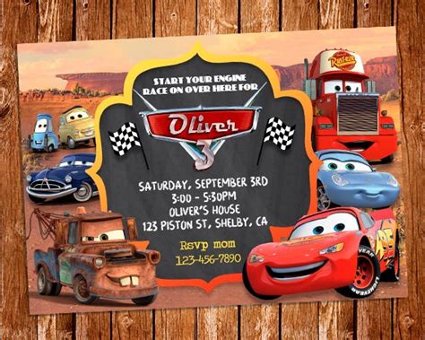 Disney Cars Invitation Disney Cars Birthday Party Invite