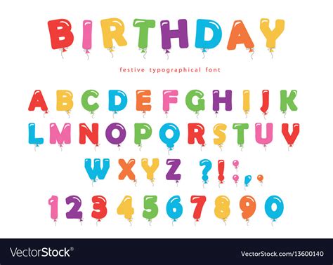 Download Birthday balloon font festive abc letters and Vector Image