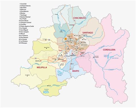 Mappa Di Regione Metropolitana Di Santiago Cile Illustrazione Di