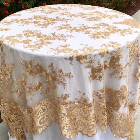 Lace Table Overlay Gold Embroidered Lace Table Overlay Lace Tablecloth Gold Tablecloth