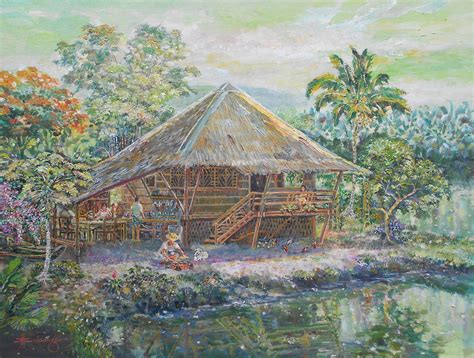 Bahay Kubo Philippine Nipa Hut By Jbulaong 2017 Oil On Canvas 24 X