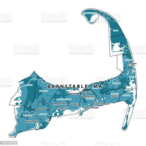 Massachusetts Barnstable County Vector Map Stock Illustration