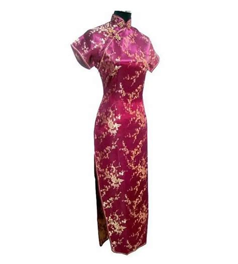 buy burgundy chinese female satin cheongsam qipao elegant long evening gown