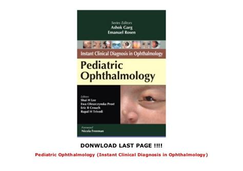 Pediatric Ophthalmology Instant Clinical Diagnosis In Ophthalmology