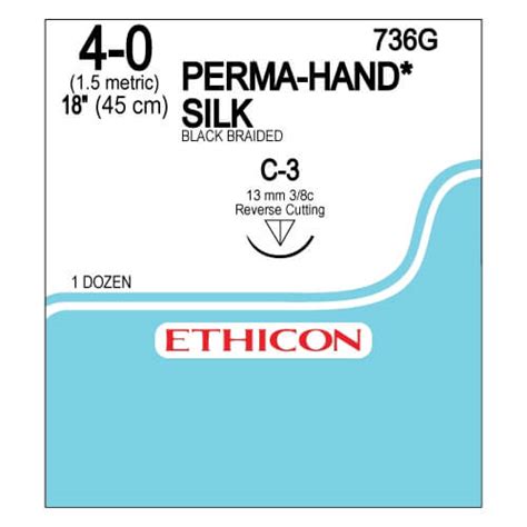Ethicon Suture Perma Hand Silk Black Braided 4 0 18 C 3 12pk