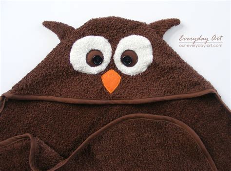 Owl Towel Hooded Towel Pattern Bear Deer Owl Forest Animals 4