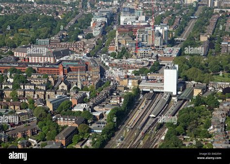 Aerial View Of Ealing Broadway And Town Centre London W5 Uk Stock