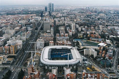 Spain Madrid Aerial View Of Santiago Bernabeu Stadium Stock Photo