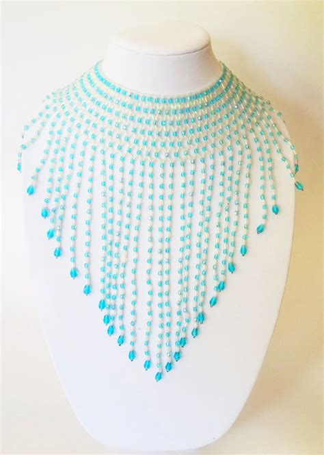 Turquoise Crystal Goddess Collar Necklace Etsy