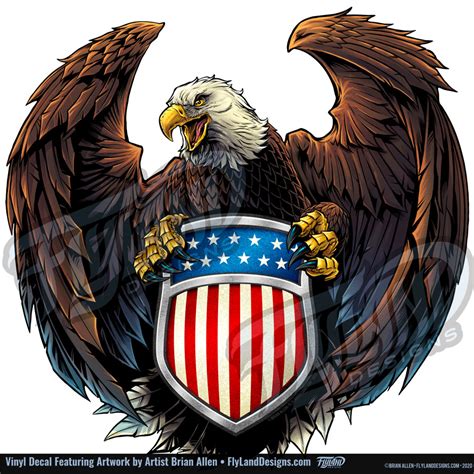 Eagle With Us Flag Crest Vinyl Decal Flyland Designs Freelance