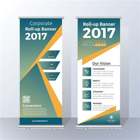 Vertical Roll Up Banner Template Design For Announce And Adverti
