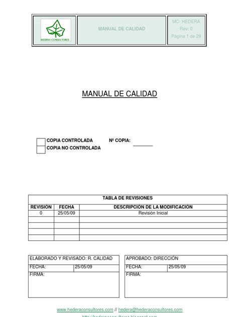 Ejemplo Manual De Calidad Iso 9001 Sistema De Manejo De Calidad