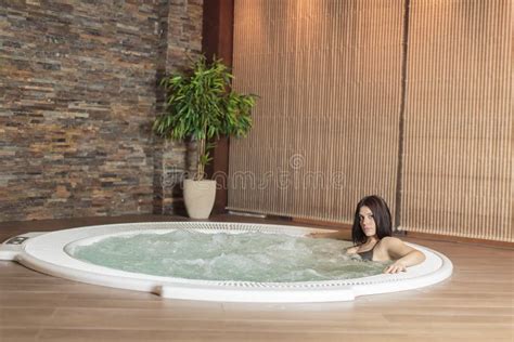 Young Woman Relaxing In The Hot Tub Stock Image Image Of Beauty Pool