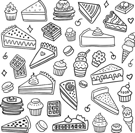 Premium Vector Desserts Doodle Collection