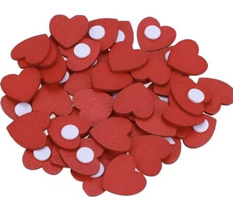 Self Adhesive Red Wooden Valentines Day Hearts Etsy In 2021 Red