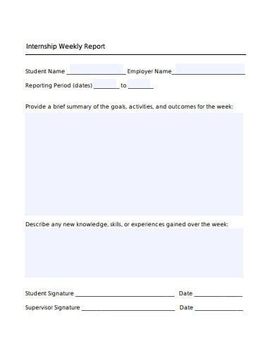 11 Internship Weekly Report Templates In Pdf Doc