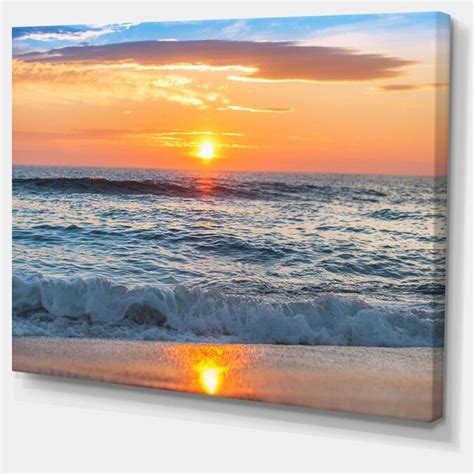 Designart Beautiful Sunrise Over The Horizon Modern Beach Canvas Art