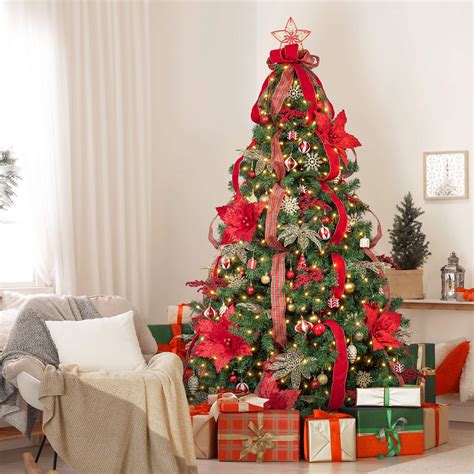 Buy Wbhome 6ft Pre Lit Artificial Christmas Tree With Ornaments Red
