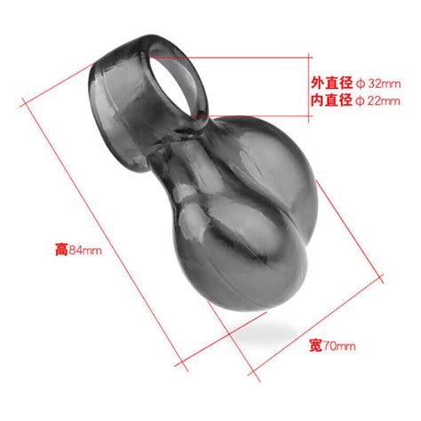 Male Chastity Cage Scrotum Squeeze Ring Stretcher Silicone Delay Ball Bdsm Ebay