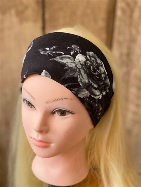 Black Headband With Gray Flowers Etsy Denmark