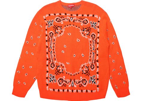 Supreme Bandana Sweater Orange Mens Ss18 Us