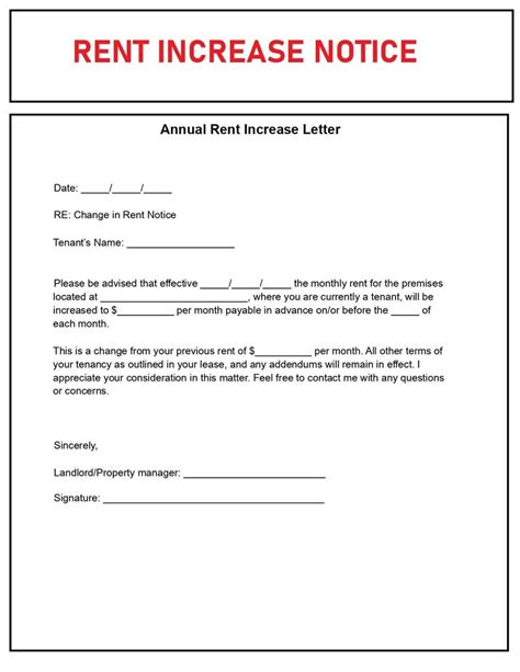 Rental Increase Notice Rent Increase Form Editable Word Doc Instant Download Etsy