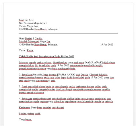 Contoh Surat Sakit Sekolah Rendah  KonnorsrBoyer