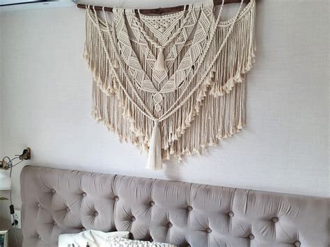 Queen Headboard Boho Macrame Wall Hanging Large Woven Tapestry Etsy