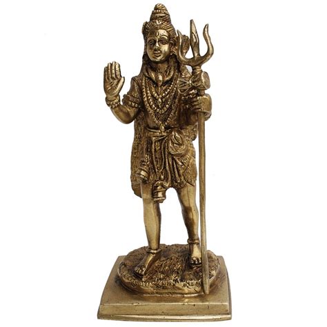 Standing Shiva Worship Statue With Trident Handmade Brass Sculpture Uk Kitchen