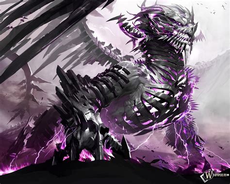 Online Crop Gray And Purple Dragon Digital Wallpaper Skeleton
