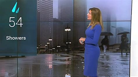 Jen Carfagno The Weather Channel Tight Blue Dress Profile View