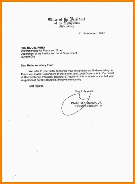 Resignation Letter Template Philippines