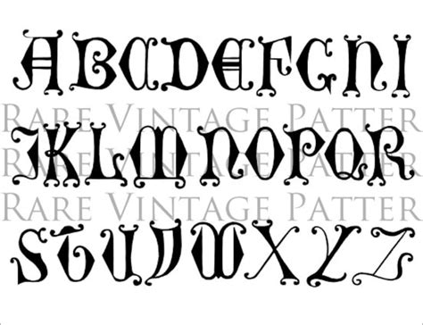 Fancy Alphabet Stencil A To Z Initials On One A4 Page Clip Art Etsy