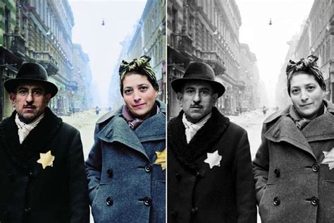 Three Different Pictures Of People In Coats And Hats On The Same Street