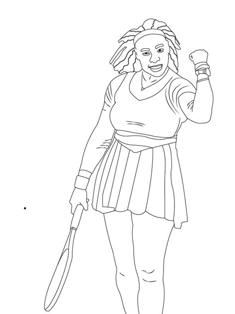 Serena Williams Winning Fist Pump Coloring Page Printable Coloring Page