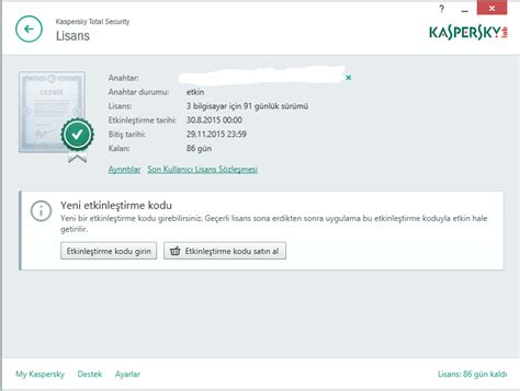 Satıldı Kaspersky Total Security 3 Cihaz 3 Aylık Lisans Anahtarı