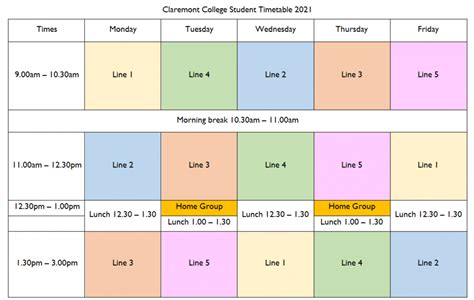 Student Timetable Claremont College