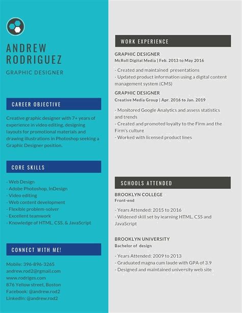 6 easy steps, and you can download, print, or email your winning document in pdf format directly to the recipient. Graphic Designer Resume Samples & Templates PDF+DOC 2019 | Graphic design resume, Resume ...