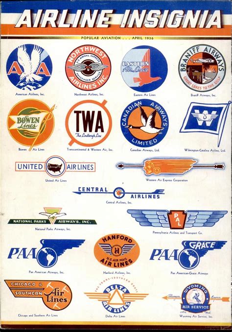 Insignia Of Major Us Airlines Published In Flying Magazine April