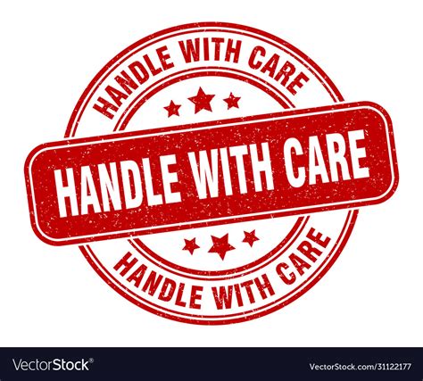 Handle With Care Stamp With Care Label Royalty Free Vector