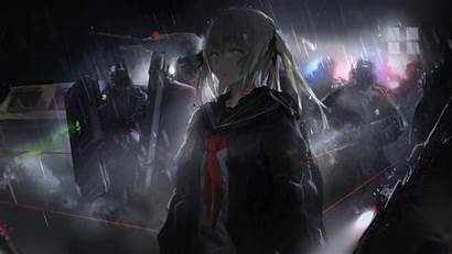 Anime Dark Theme Guns Soldiers Wallpapers Raining