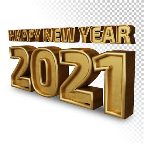Premium Psd Happy New Year 2021 Golden Bold Number High Quality 3d