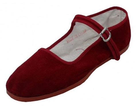Shoes 18 Womens Cotton China Doll Mary Jane Shoes Ballerina Ballet Flats Shoes 11 118 Burgundy