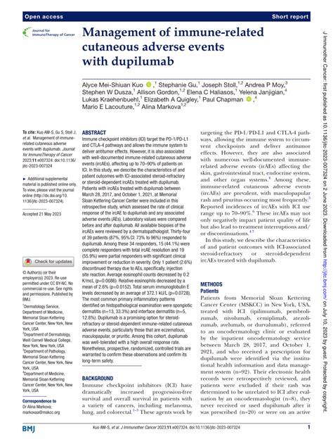 Pdf Management Of Immune Related Cutaneous Adverse Events With Dupilumab