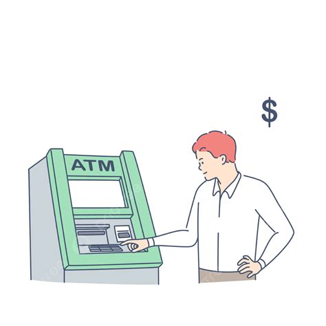 Withdrawing Money On Atm Concept Atm Bank Vector Png And Vector With