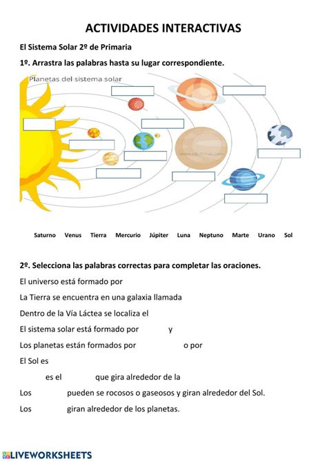 An Image Of The Solar System In Spanish