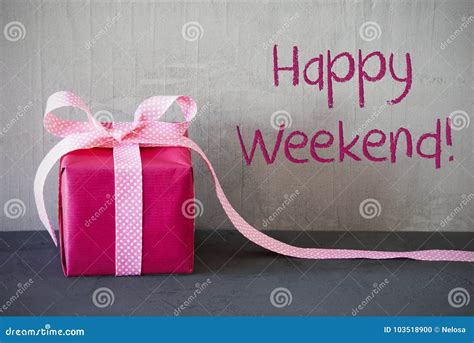 Pink Present Text Happy Weekend Stock Photo Image Of Decorative